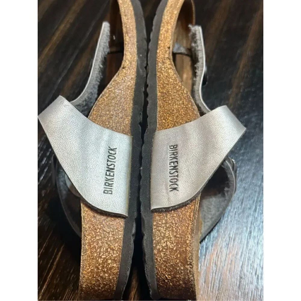Birkenstock Gizeh kids leather silver sandals size C13 Narrow (EU31)